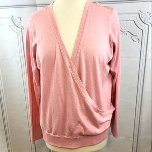 NWOT Halogen Pink Wrap Front Long Sleeve Sweater Size 2X